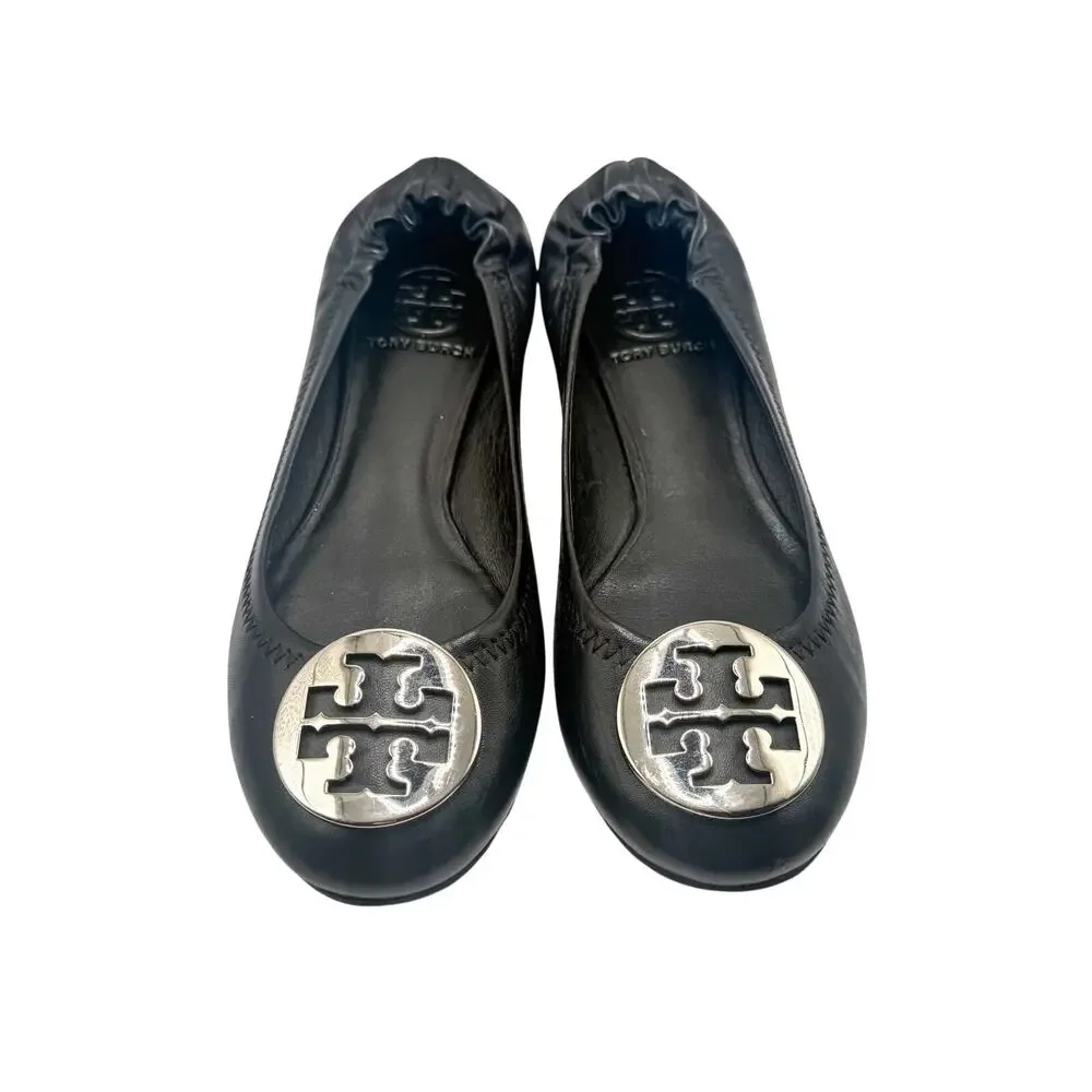 Tory Burch black leather Reva ballet flats size 6